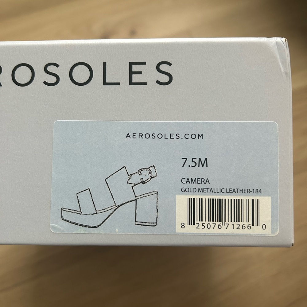 AEROSOLES Gold Block Heel Sandals - Picture 4 of 5